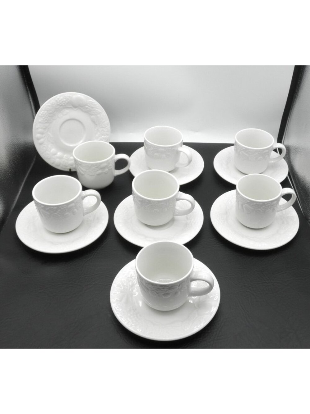 Fruit by Gibson Flat Cup & Saucer Set of 7 Pattern Code: GIDFRU 14 Pieces